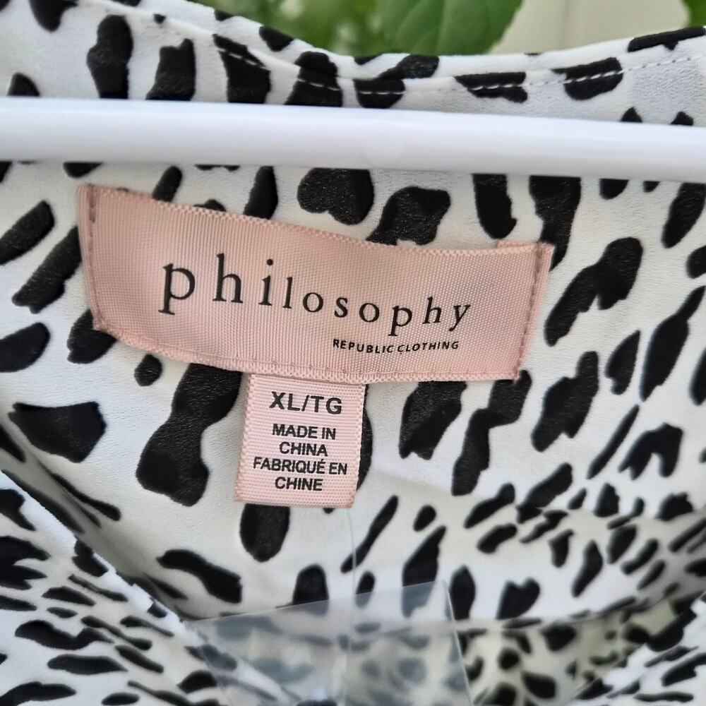 Philisophy Republic NWT Leopard Print V-Neck Blouse - Size XL - Picture 3 of 5